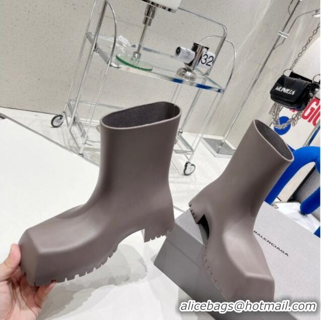 Duplicate Balenciaga Trooper Rubber Rain Boots with Square Toe Grey 0620149