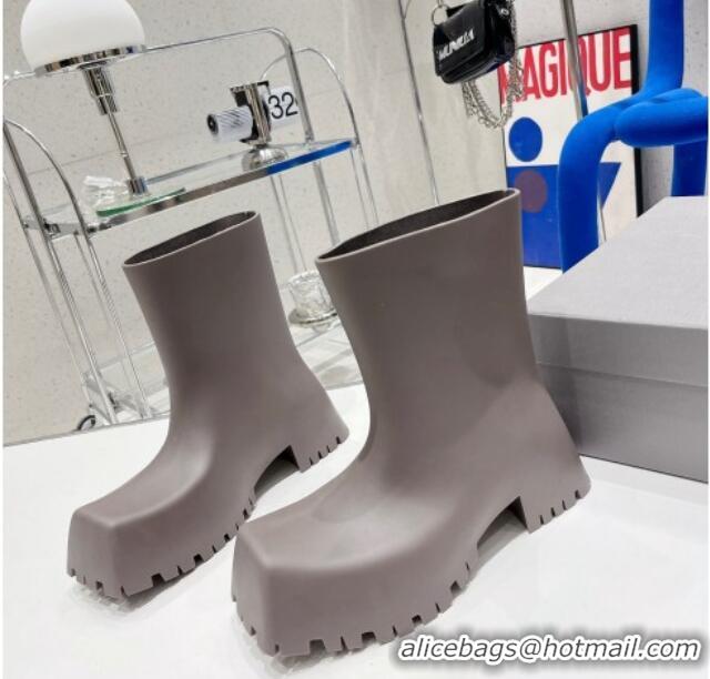 Duplicate Balenciaga Trooper Rubber Rain Boots with Square Toe Grey 0620149