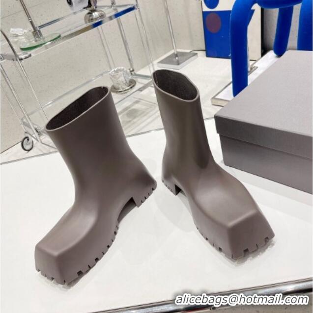 Duplicate Balenciaga Trooper Rubber Rain Boots with Square Toe Grey 0620149