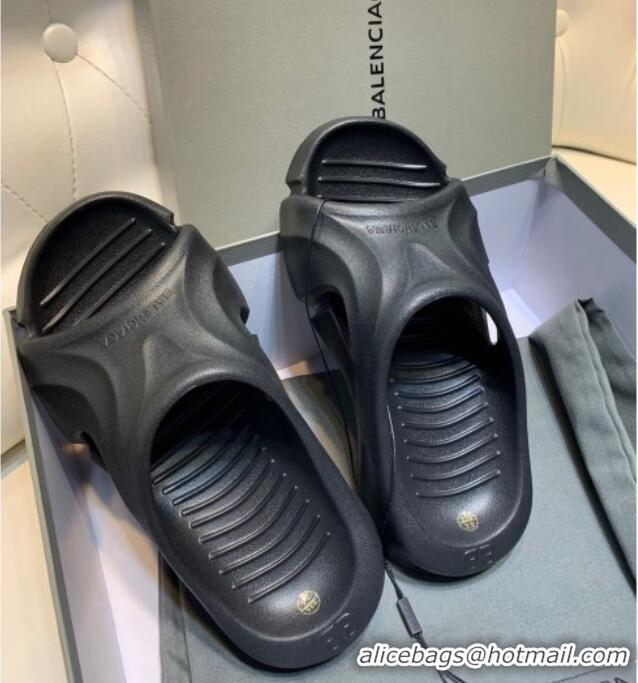 Top Design Balenciaga Rubber Slide Sandals Black 0620150