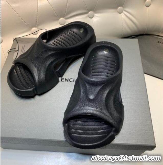 Top Design Balenciaga Rubber Slide Sandals Black 0620150