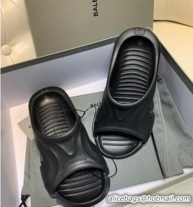 Top Design Balenciaga Rubber Slide Sandals Black 0620150