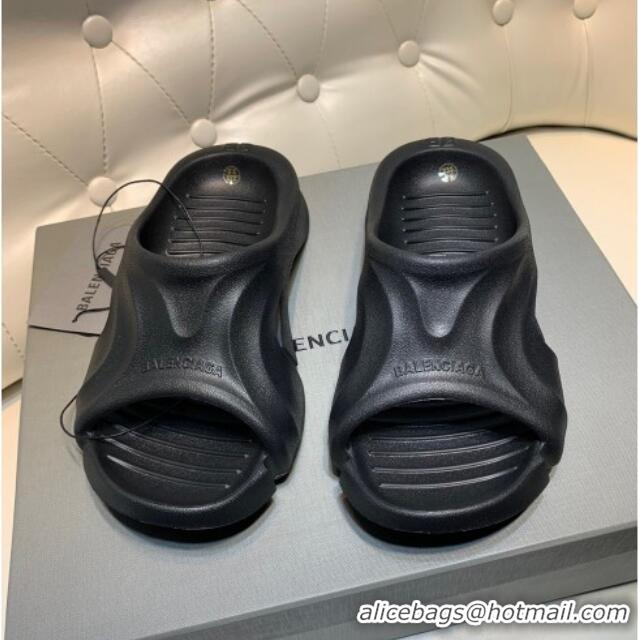 Top Design Balenciaga Rubber Slide Sandals Black 0620150