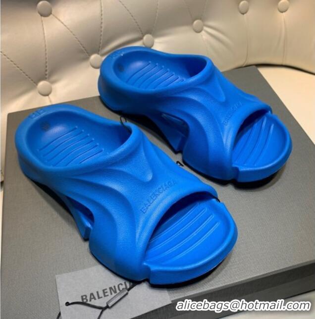 Best Price Balenciaga Rubber Slide Sandals Blue 0620152