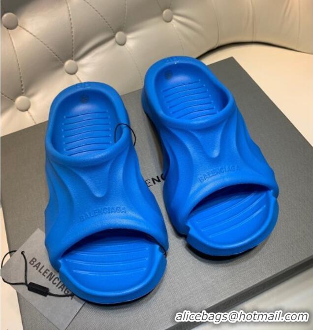 Best Price Balenciaga Rubber Slide Sandals Blue 0620152