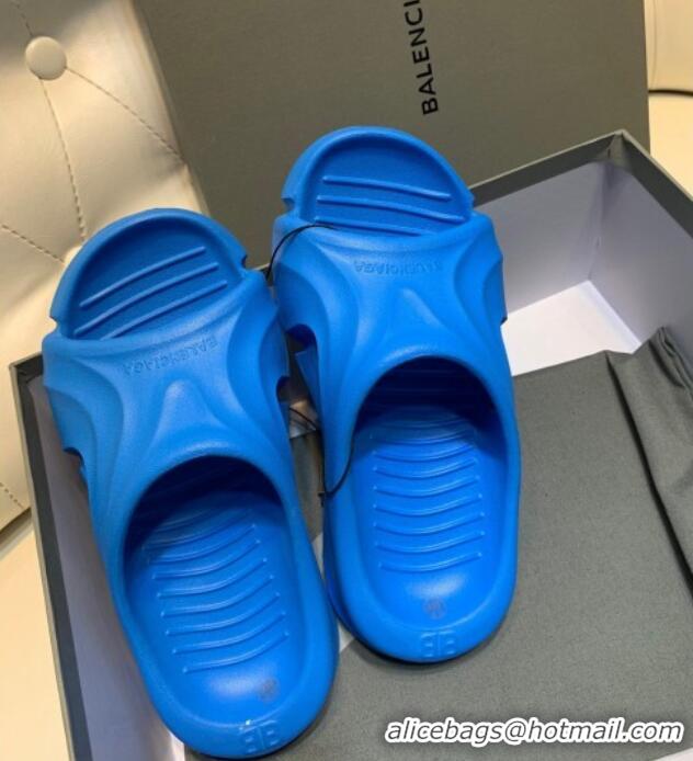 Best Price Balenciaga Rubber Slide Sandals Blue 0620152