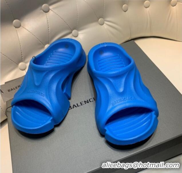 Best Price Balenciaga Rubber Slide Sandals Blue 0620152