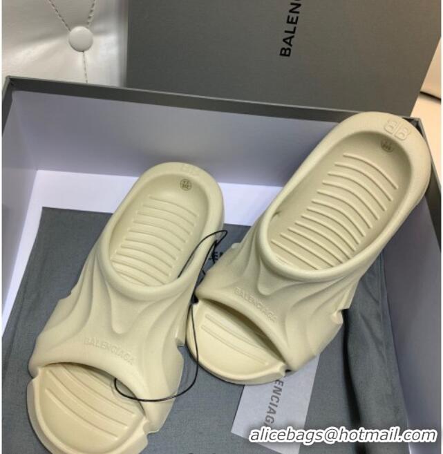 Best Product Balenciaga Rubber Slide Sandals Beige 0620154