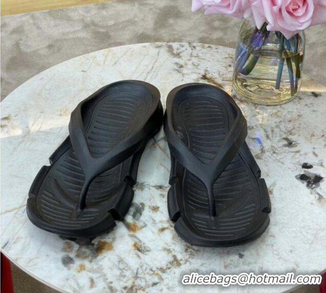 Low Cost Balenciaga Rubber Thong Slide Sandals Black 0620155