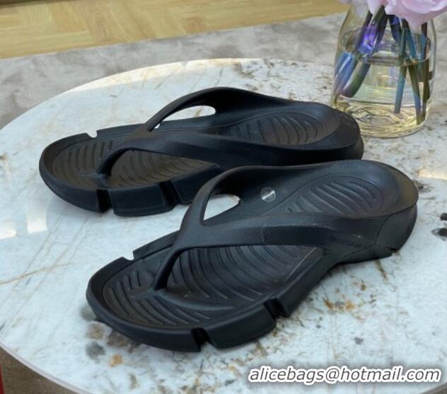 Low Cost Balenciaga Rubber Thong Slide Sandals Black 0620155