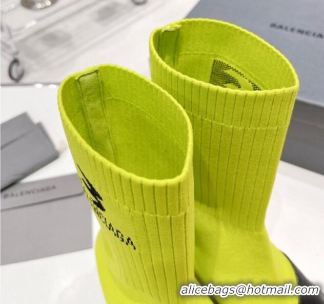 Popular Style Balenciaga Sock 50mm Ankle Boot in Black Calfskin and Knit Yellow 072003