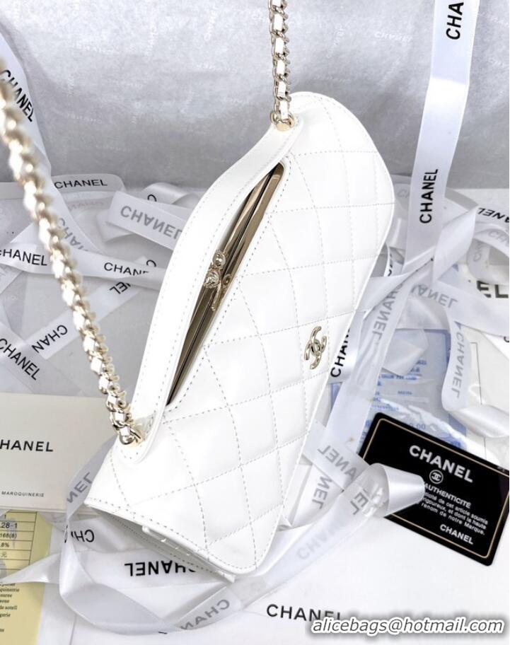 Pretty Style FLAP PHONE HOLDER WITH CHAIN AS2875 WHITE