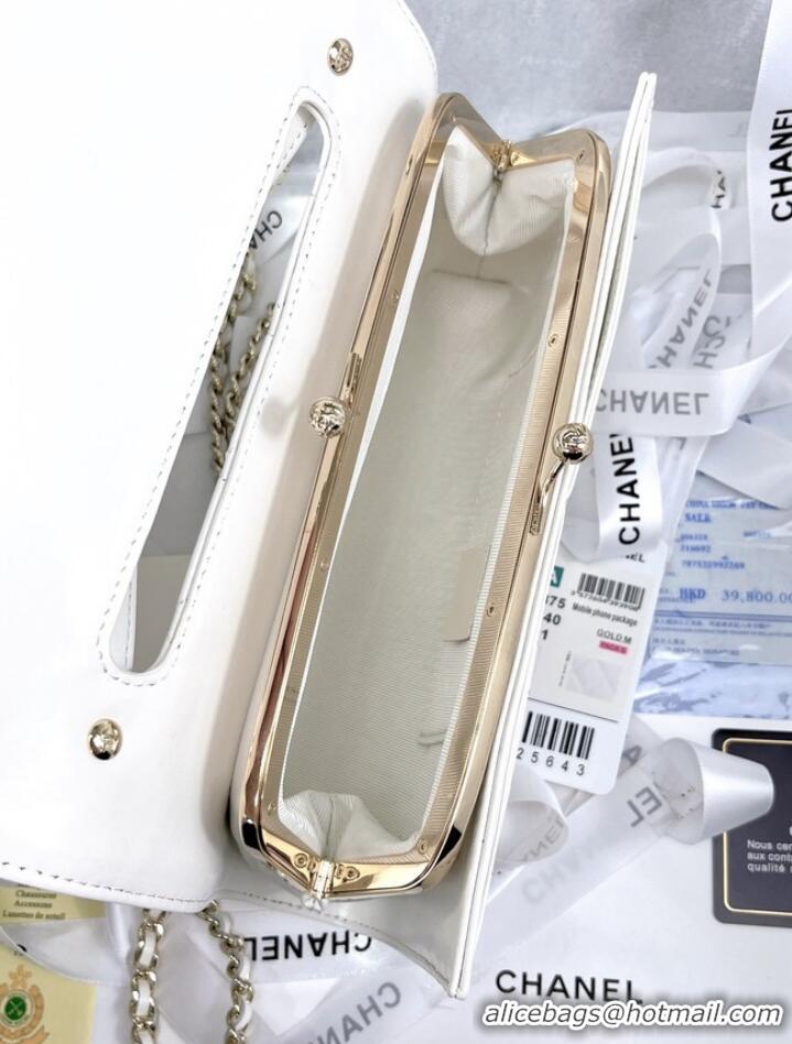 Pretty Style FLAP PHONE HOLDER WITH CHAIN AS2875 WHITE