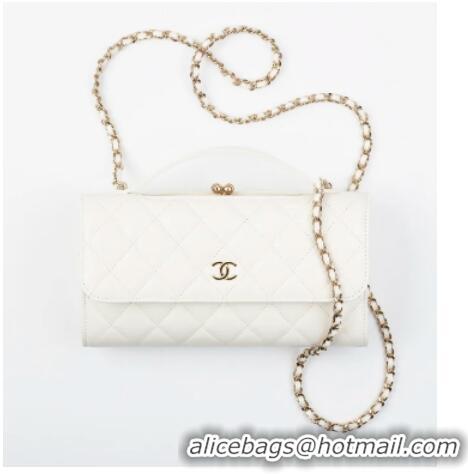 Pretty Style FLAP PHONE HOLDER WITH CHAIN AS2875 WHITE