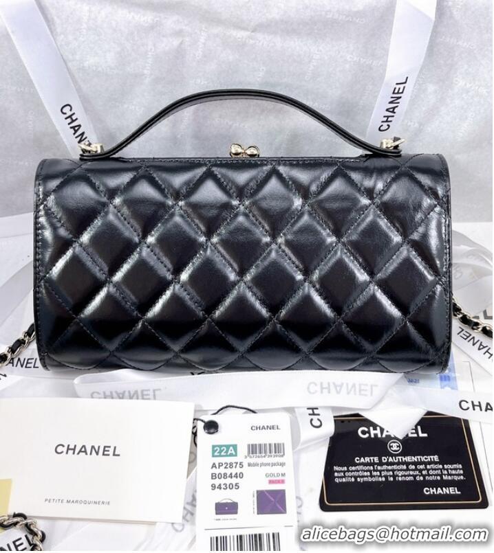 Discount Promotional Chanel FLAP PHONE HOLDER WITH CHAIN AS2875 BLACK