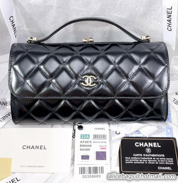 Discount Promotional Chanel FLAP PHONE HOLDER WITH CHAIN AS2875 BLACK