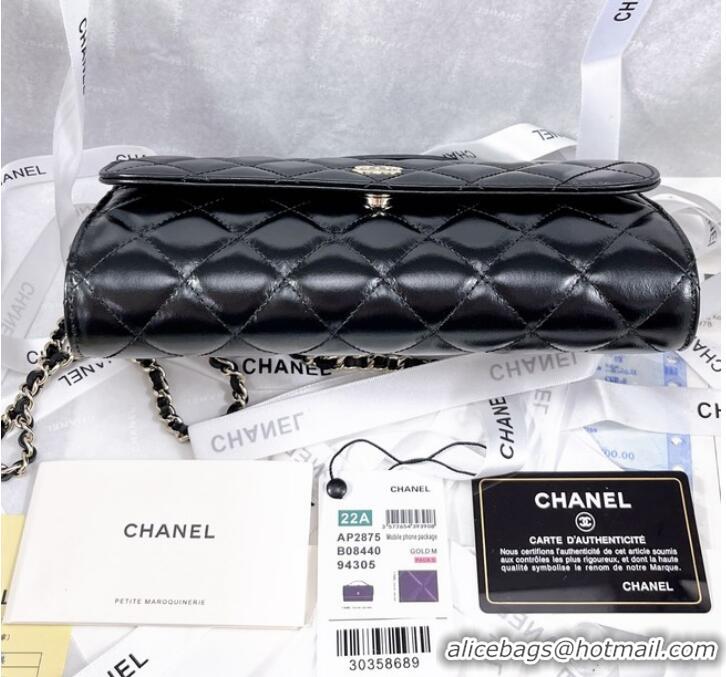 Discount Promotional Chanel FLAP PHONE HOLDER WITH CHAIN AS2875 BLACK