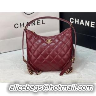 Reasonable Price Chanel Lambskin Backpack AS3487 Burgundy