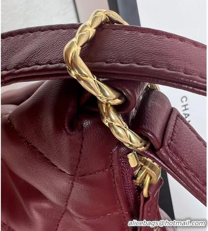 Reasonable Price Chanel Lambskin Backpack AS3487 Burgundy