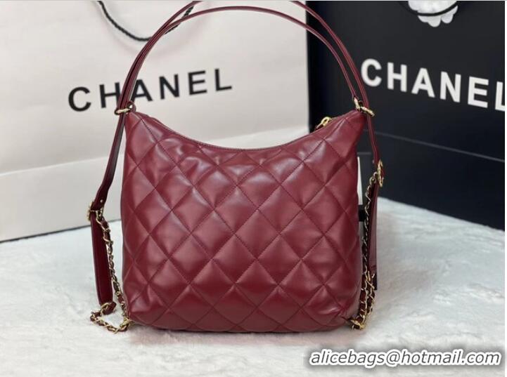 Reasonable Price Chanel Lambskin Backpack AS3487 Burgundy