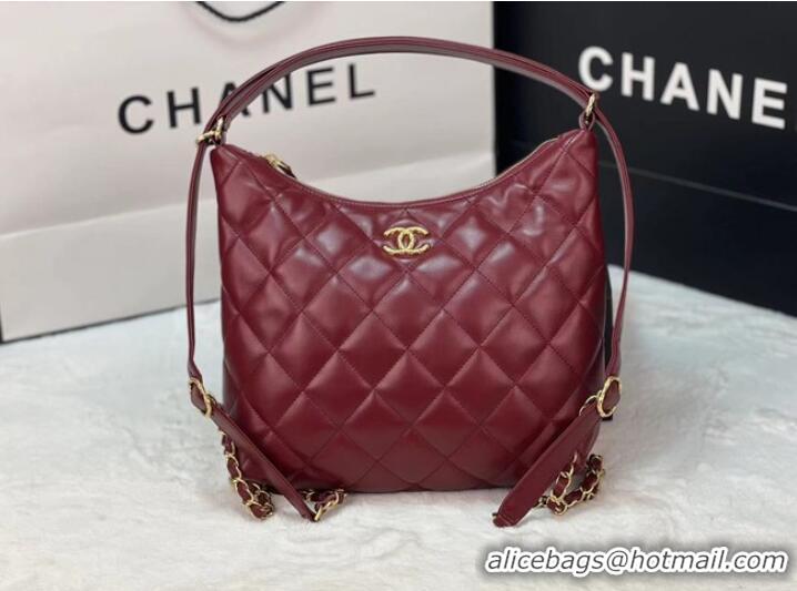 Reasonable Price Chanel Lambskin Backpack AS3487 Burgundy