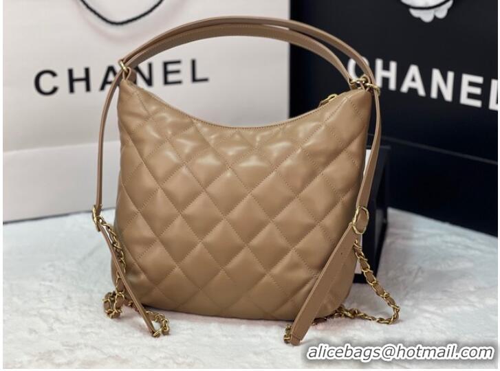 Trendy Design Chanel Lambskin Backpack AS3487 Apricot