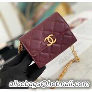 Famous Brand CHANEL CLUTCH WITH CHAIN 81156 Burgundy