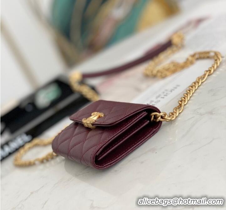 Famous Brand CHANEL CLUTCH WITH CHAIN 81156 Burgundy