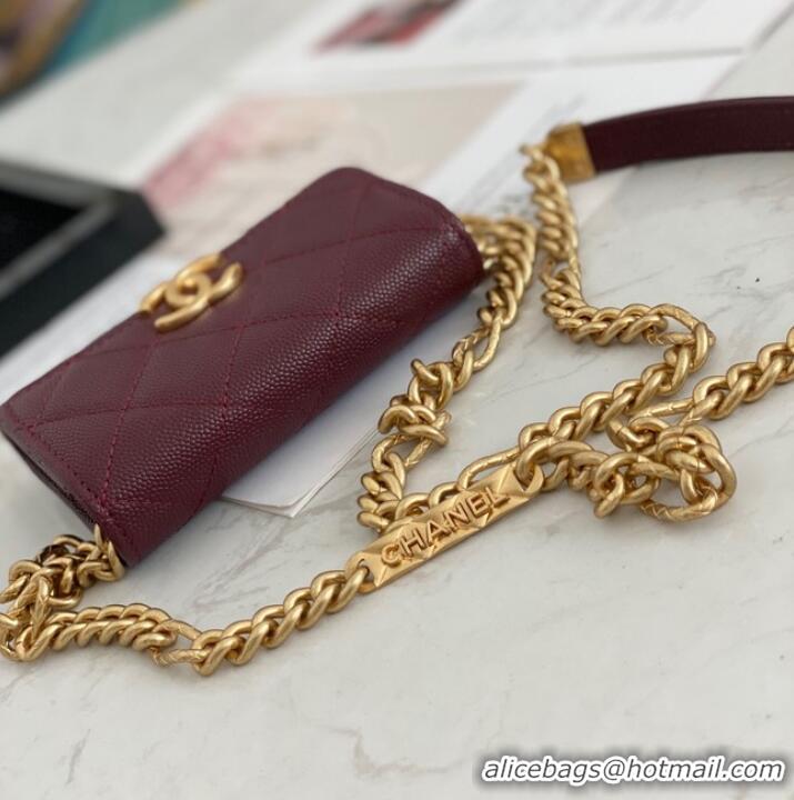 Famous Brand CHANEL CLUTCH WITH CHAIN 81156 Burgundy