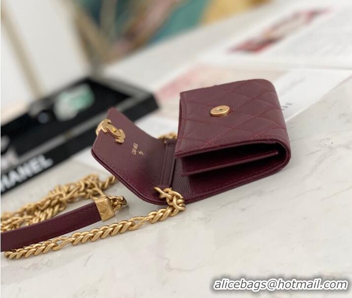 Famous Brand CHANEL CLUTCH WITH CHAIN 81156 Burgundy