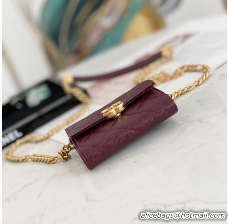 Famous Brand CHANEL CLUTCH WITH CHAIN 81156 Burgundy