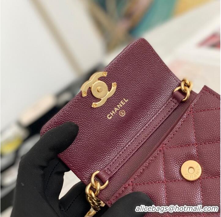 Famous Brand CHANEL CLUTCH WITH CHAIN 81156 Burgundy