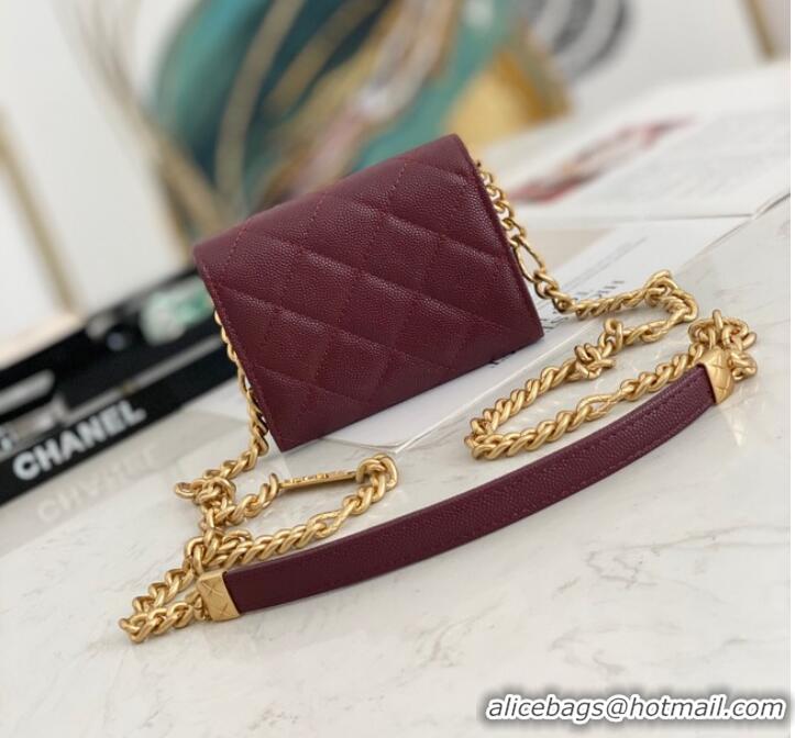 Famous Brand CHANEL CLUTCH WITH CHAIN 81156 Burgundy