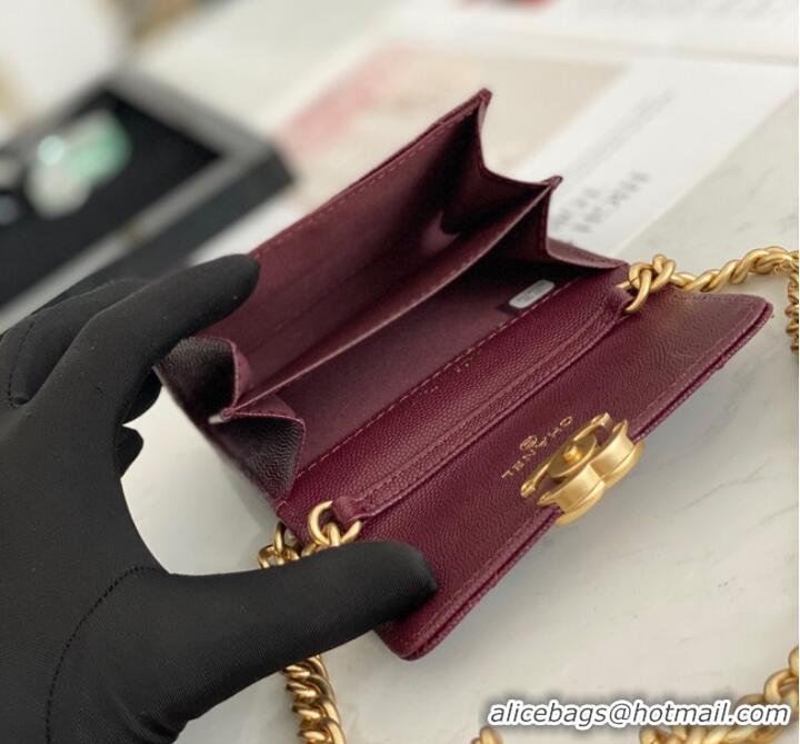 Famous Brand CHANEL CLUTCH WITH CHAIN 81156 Burgundy