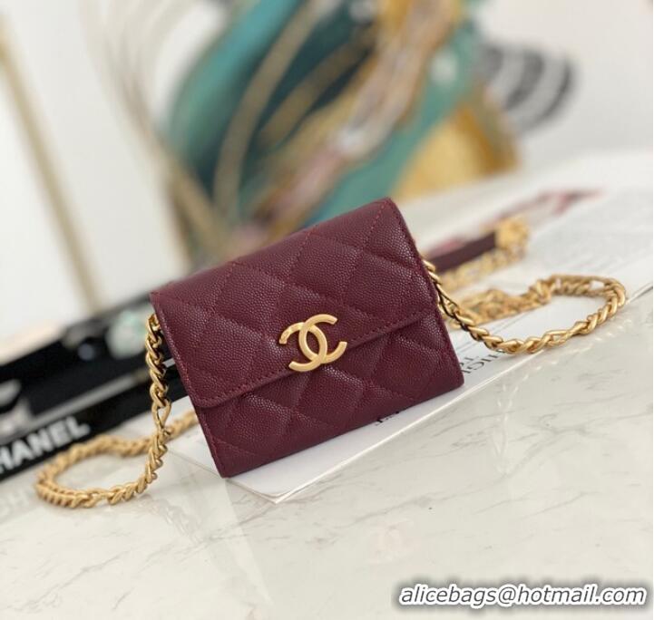 Famous Brand CHANEL CLUTCH WITH CHAIN 81156 Burgundy