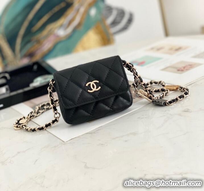 Super Quality Chanel MINI BELT BAG Gold-Tone Metal 81161 BLACK