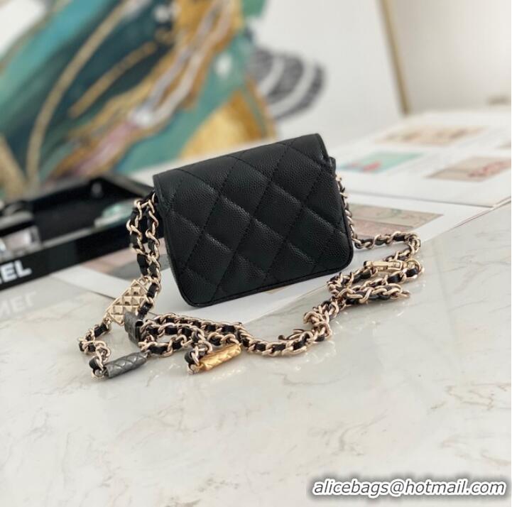 Super Quality Chanel MINI BELT BAG Gold-Tone Metal 81161 BLACK