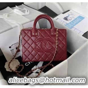 Famous Brand Chanel VANITY CASE AS3345 Burgundy