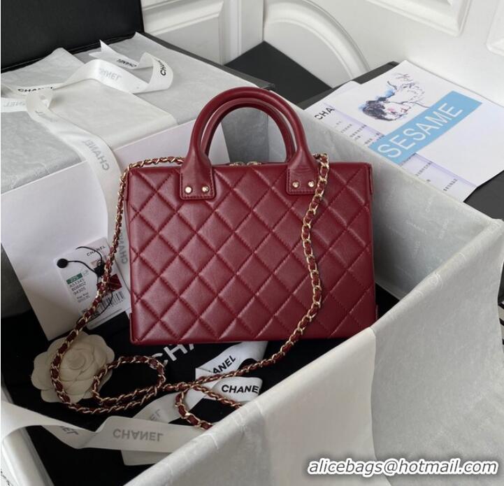 Famous Brand Chanel VANITY CASE AS3345 Burgundy