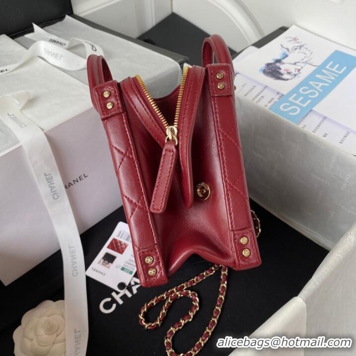 Famous Brand Chanel VANITY CASE AS3345 Burgundy