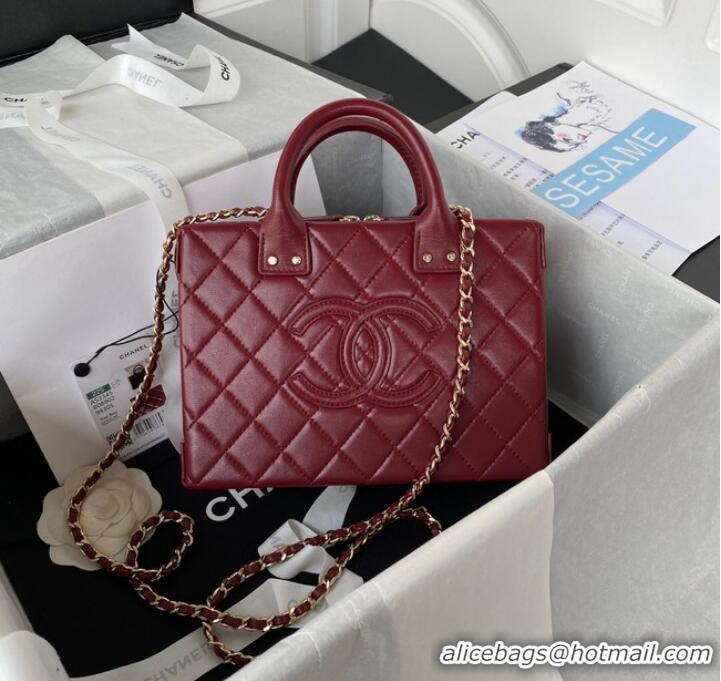 Famous Brand Chanel VANITY CASE AS3345 Burgundy