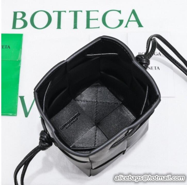 Promotional Bottega Veneta Mini intreccio leather crossbody bucket bag 680217 Black