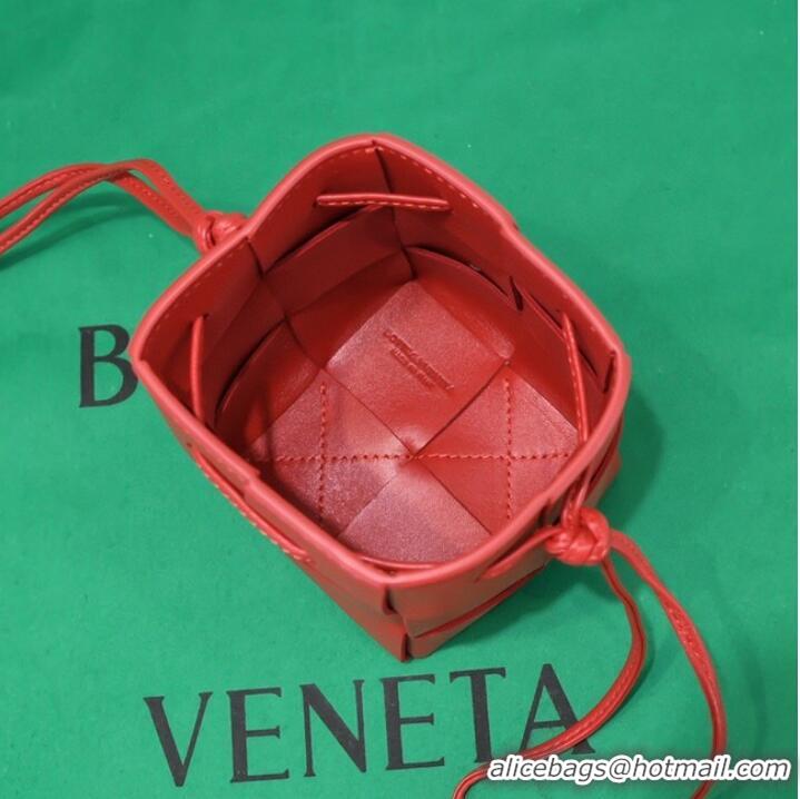 Top Quality Bottega Veneta Mini intreccio leather crossbody bucket bag 680217 Red