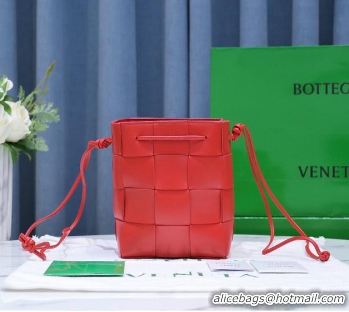 Famous Brand Bottega Veneta Small Cassette Bucket Bag 680218 red