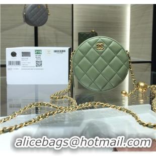 Top Grade Chanel CLUTCH WITH CHAIN Lambskin & Gold-Tone Metal AS1449 green