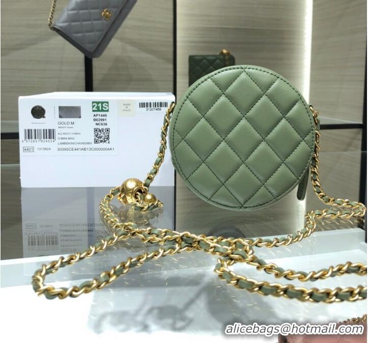 Top Grade Chanel CLUTCH WITH CHAIN Lambskin & Gold-Tone Metal AS1449 green