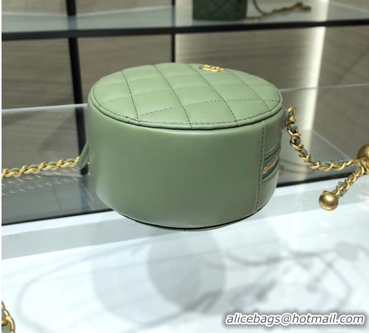 Top Grade Chanel CLUTCH WITH CHAIN Lambskin & Gold-Tone Metal AS1449 green