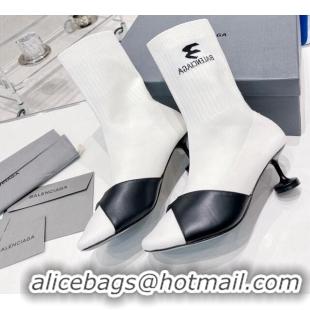 Purchase Balenciaga Sock 50mm Ankle Boot in Black Calfskin and Knit Optic White 072006