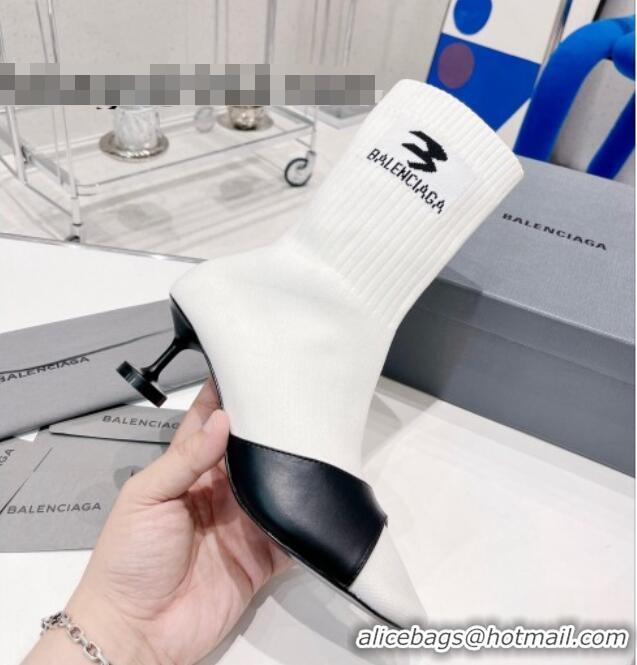 Purchase Balenciaga Sock 50mm Ankle Boot in Black Calfskin and Knit Optic White 072006