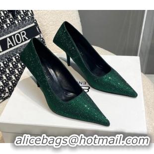 Discount Balenciaga x Gucci Knife Crystal High Heel Pumps 8.5cm Green 081312